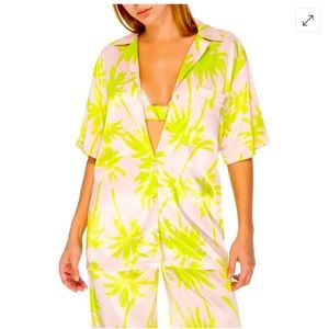 Afrm frieda satin shirt bra set size M